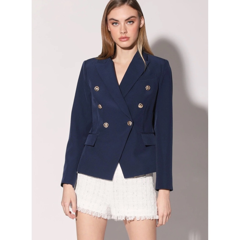 Walter Baker Phelps Navy‎ Blazer Gold Button Double Breasted Jacket Large